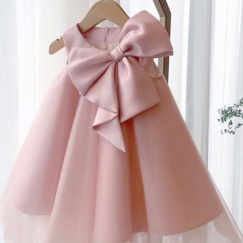 Baby Clothing On Sale - فستان بناتي صيفي بفيونكة كبيرة فستان